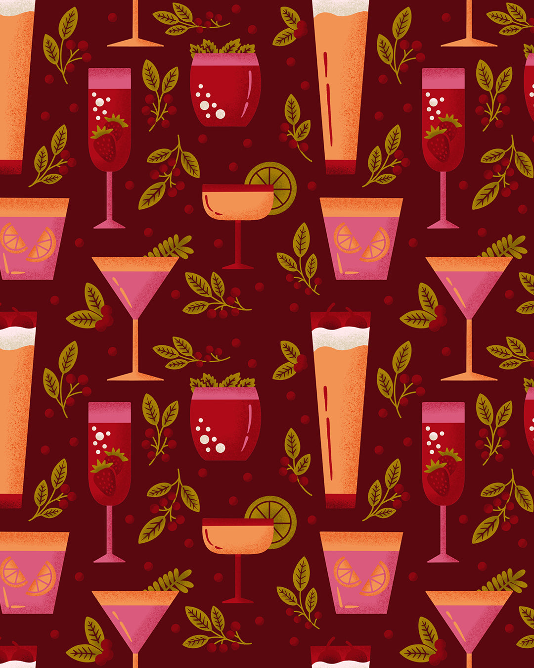 Holiday Drinks Wrapping Paper Sheets