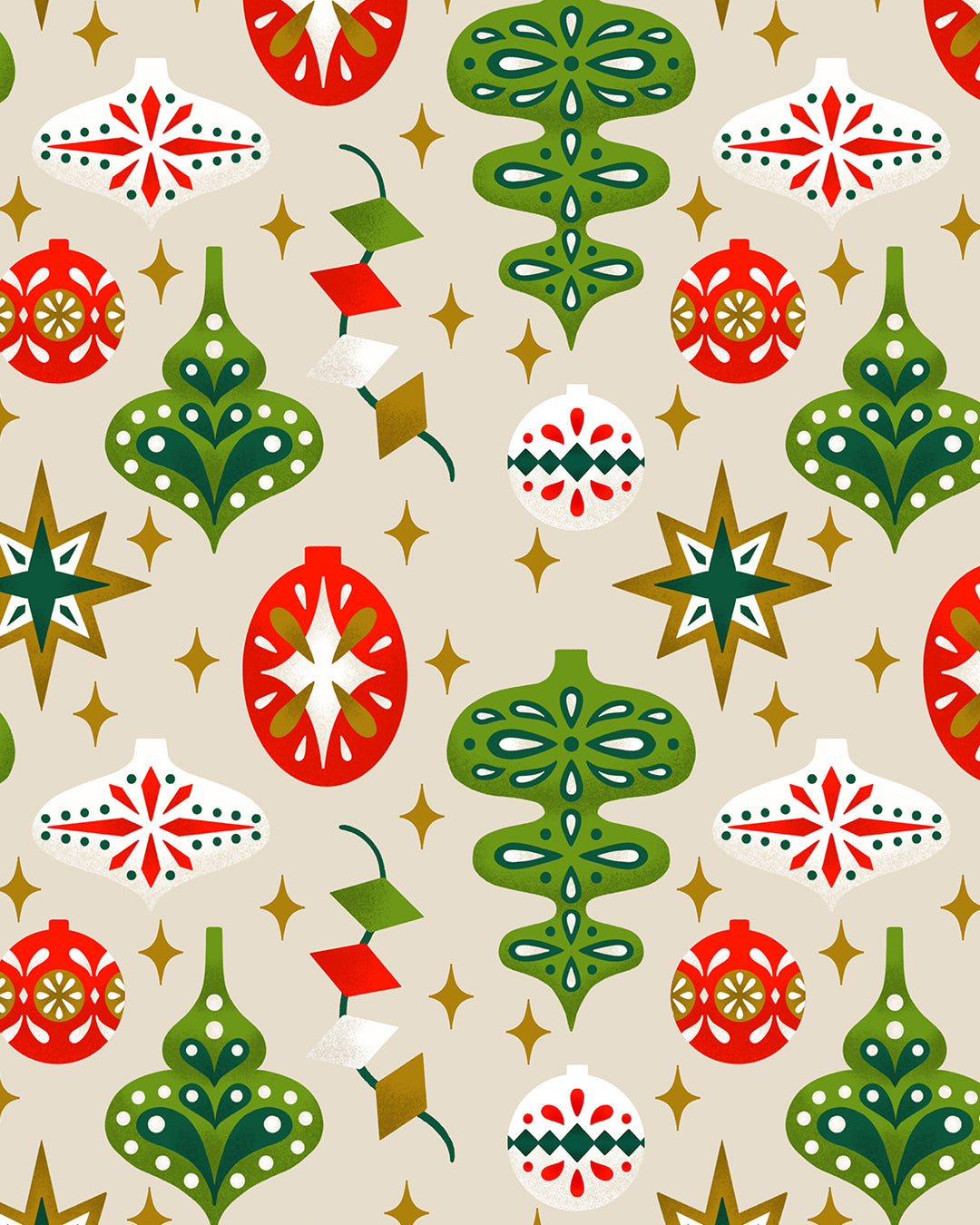 Retro Ornaments Wrapping Paper Sheets