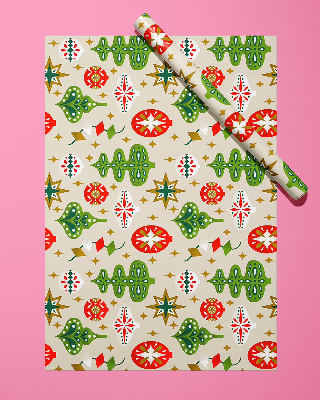 Retro Ornaments Wrapping Paper Sheets
