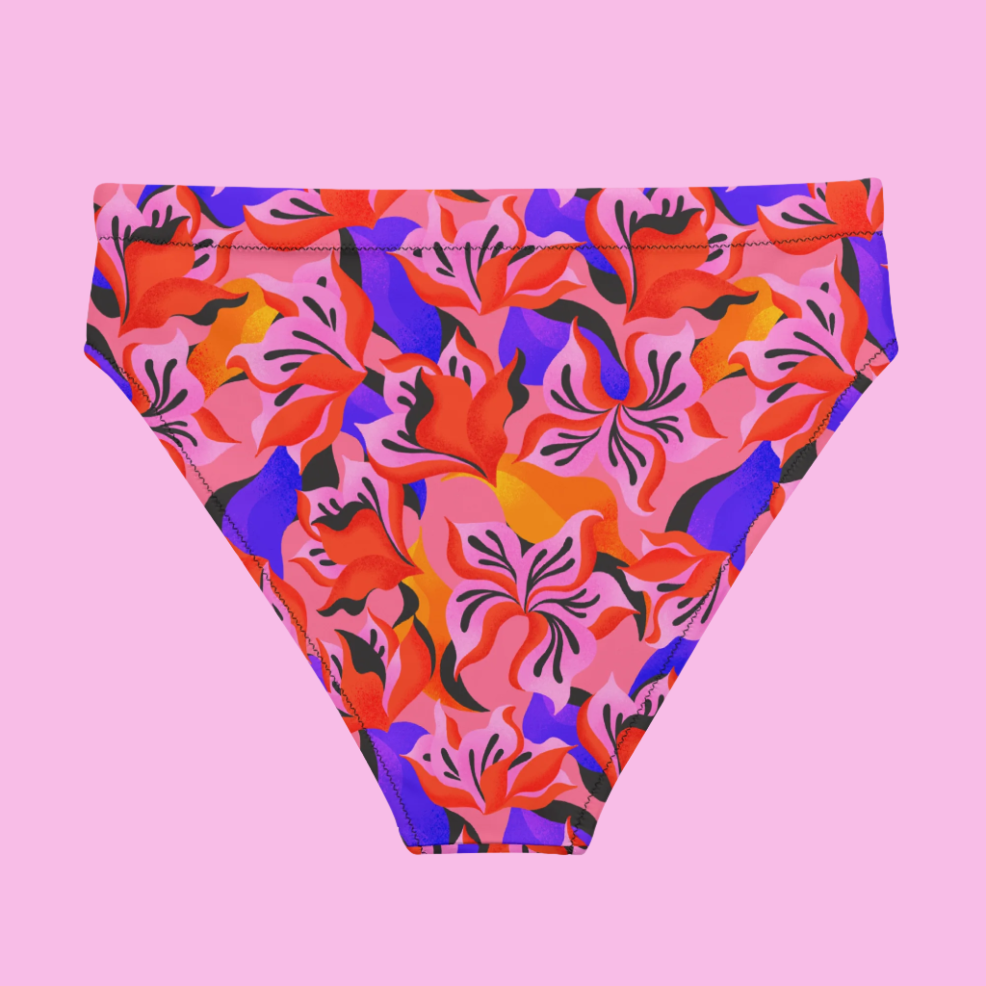 Sunset Florals Recycled High-Waisted Bikini Bottom