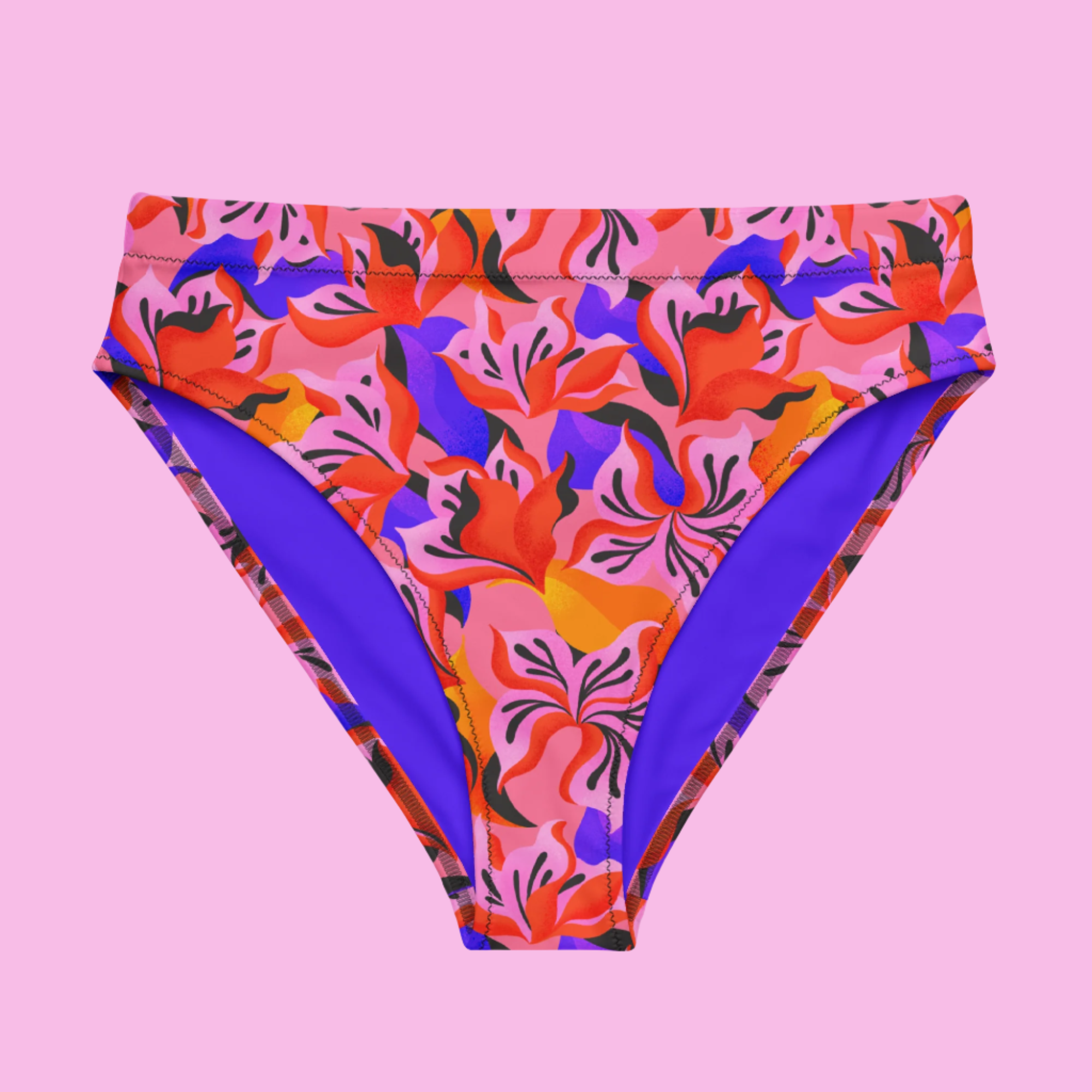 Sunset Florals Recycled High-Waisted Bikini Bottom