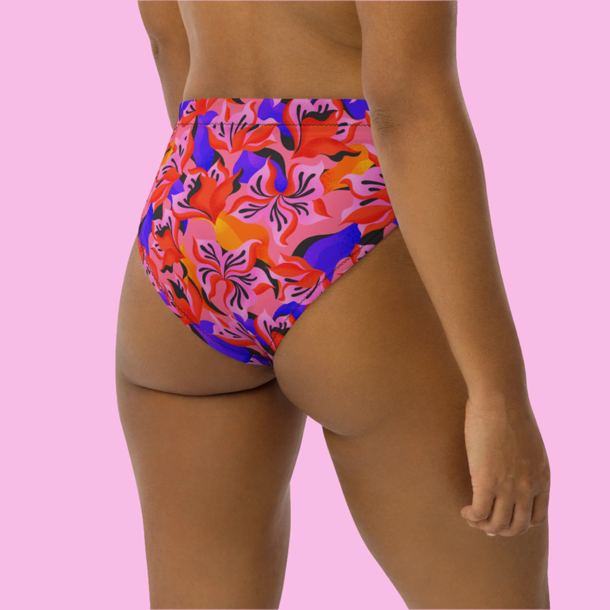 Sunset Florals Recycled High-Waisted Bikini Bottom