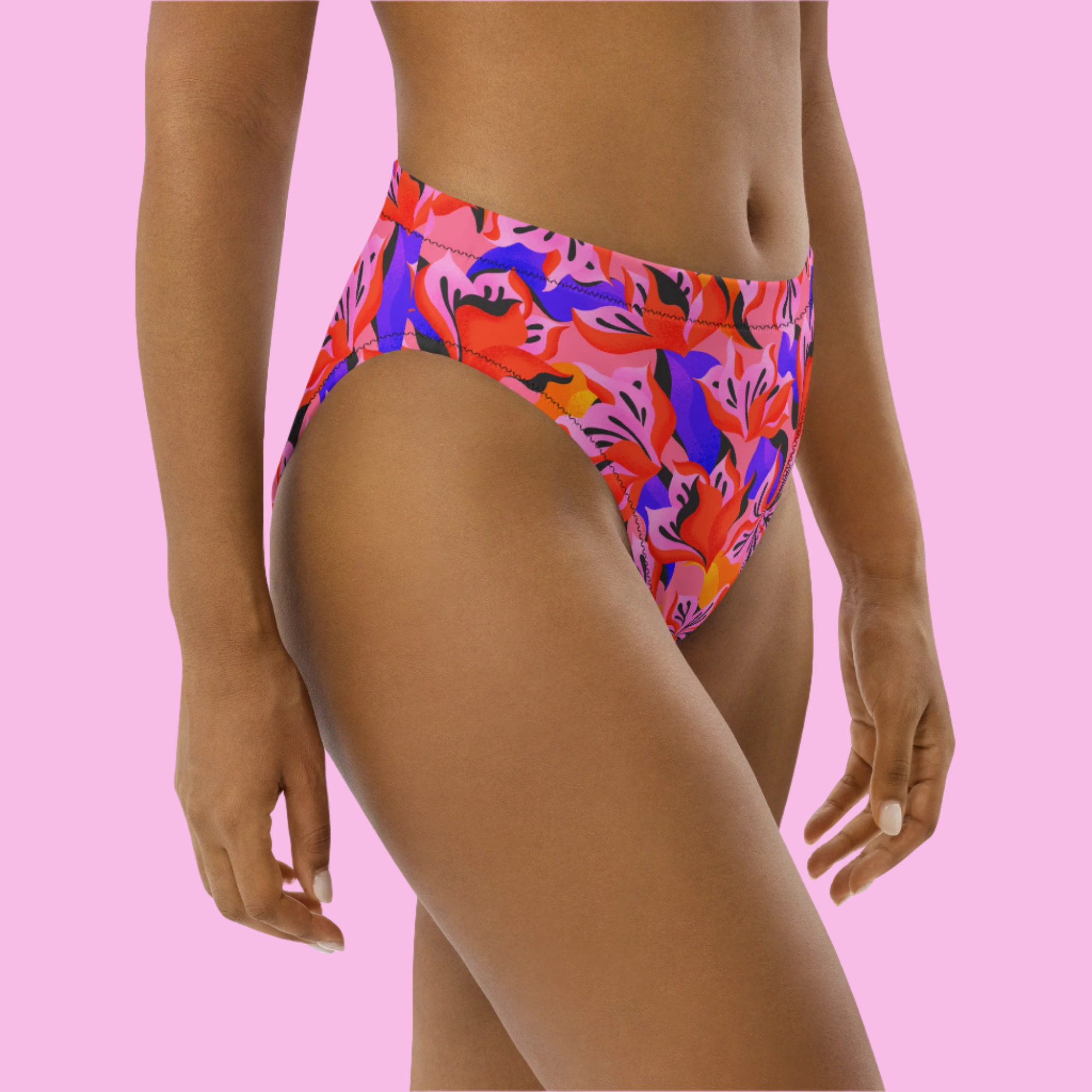 Sunset Florals Recycled High-Waisted Bikini Bottom