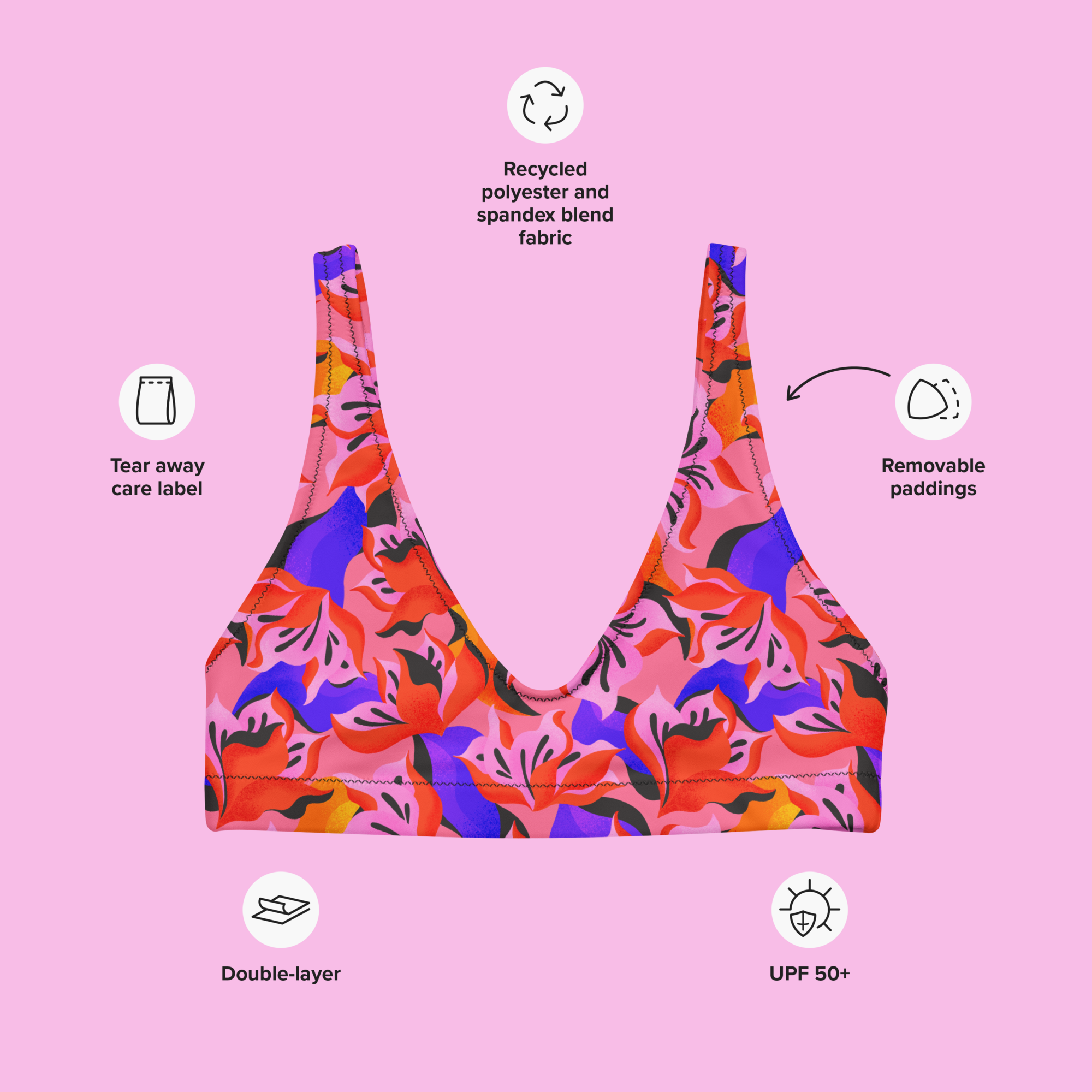 Sunset Florals Recycled Bikini Top