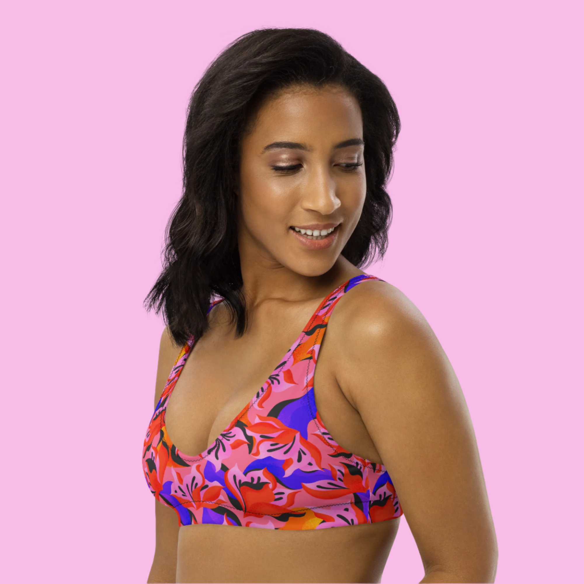 Sunset Florals Recycled Bikini Top