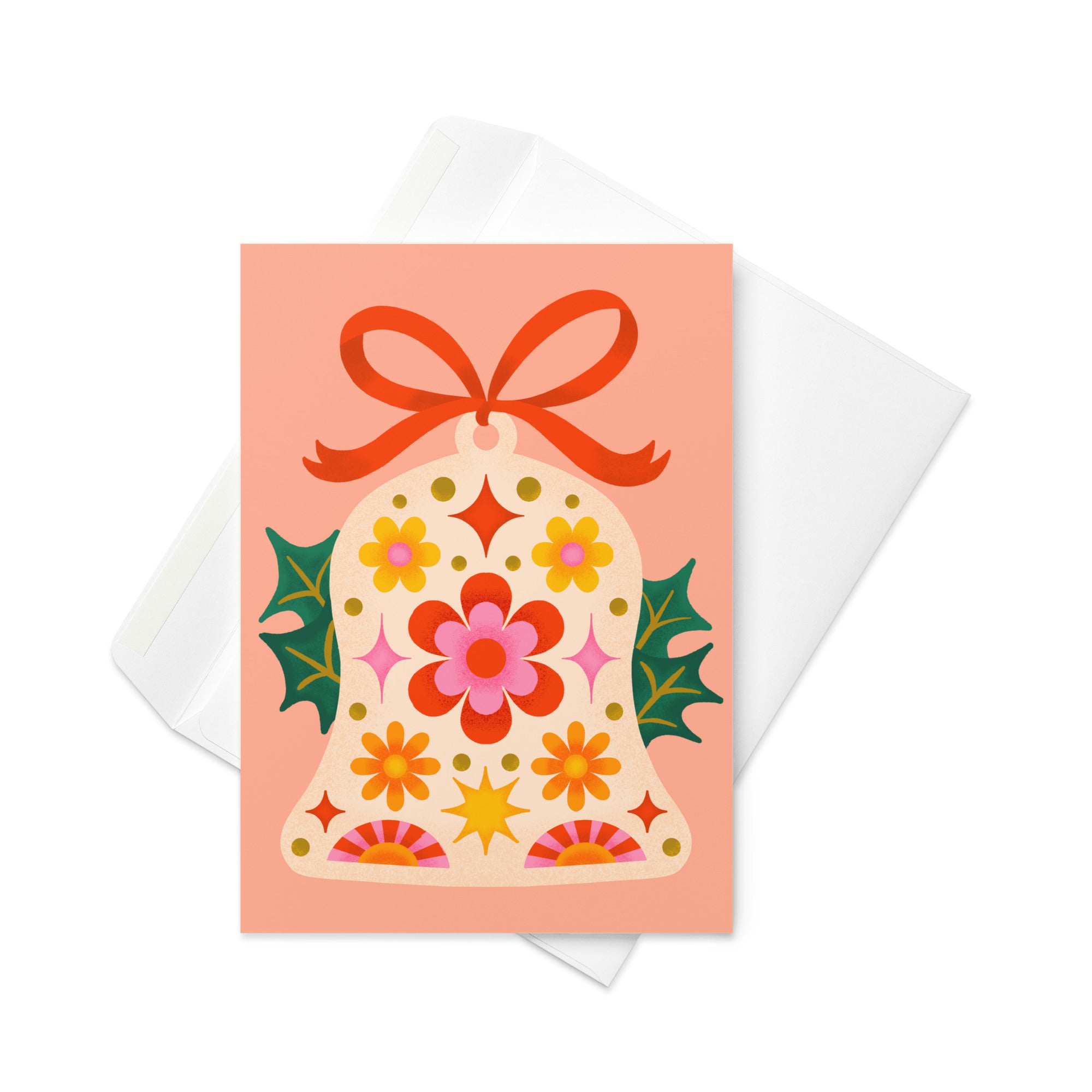 Retro Christmas Bell Greeting Card