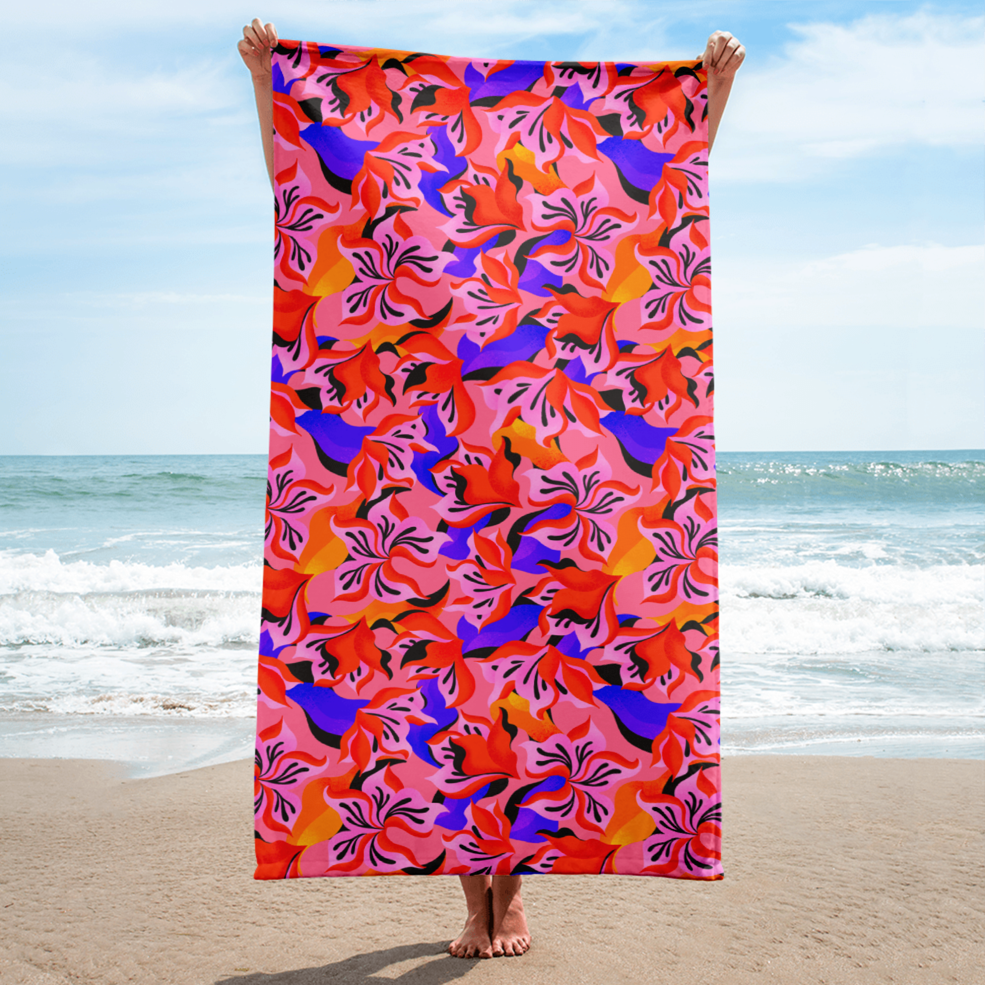 Sunset Florals Beach Towel